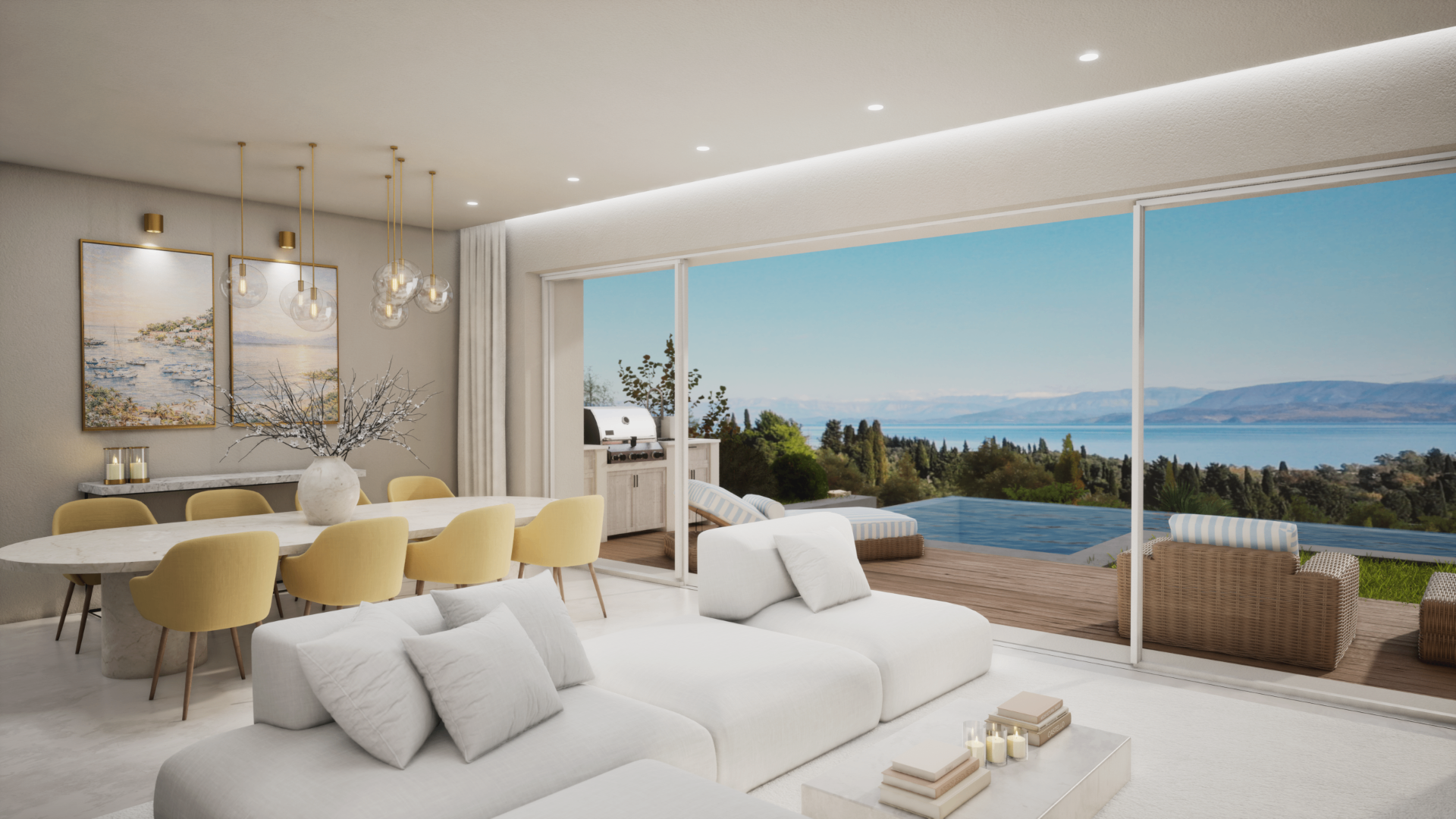 Residence interior with sea view