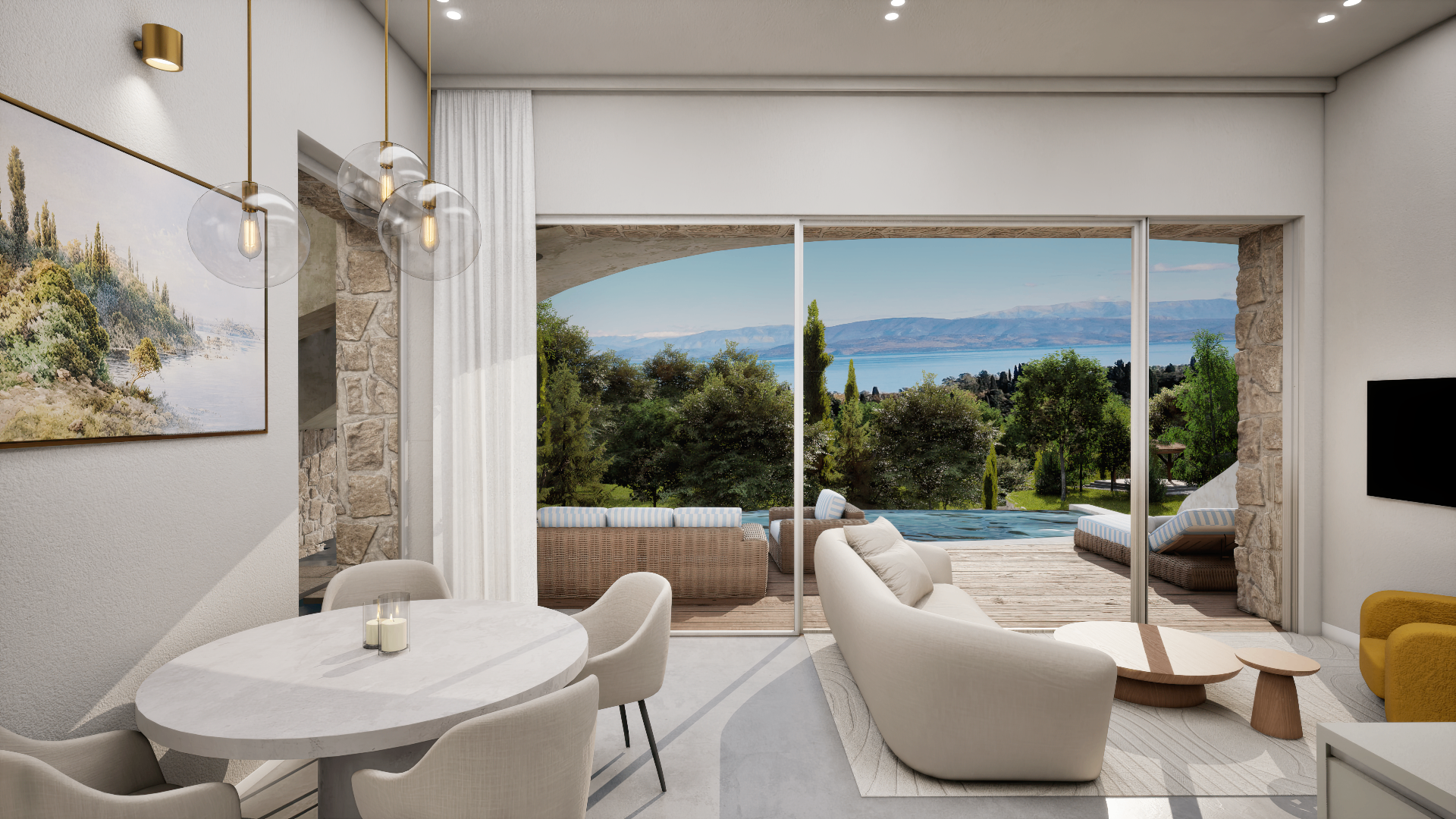 Residence living room with sea view
